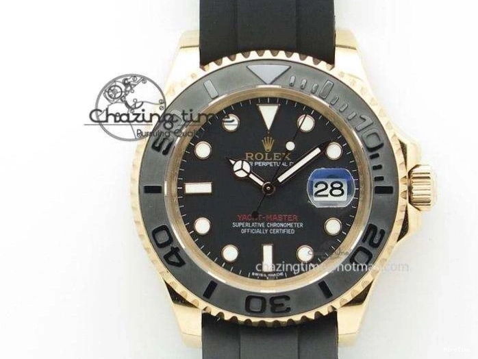 MiroTime 0403 Stylish Daytona YG BP Maker Gold Dial Sticks Markers On Rubber Strap A7750@ 4012